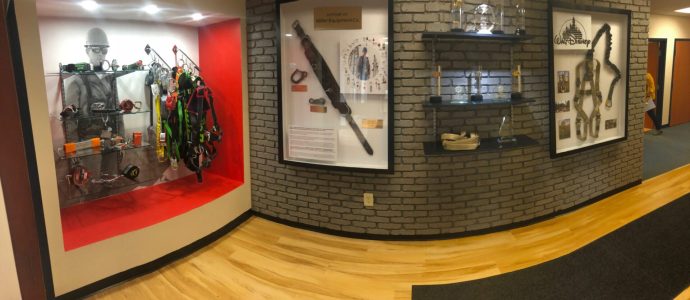 lobby with display cases